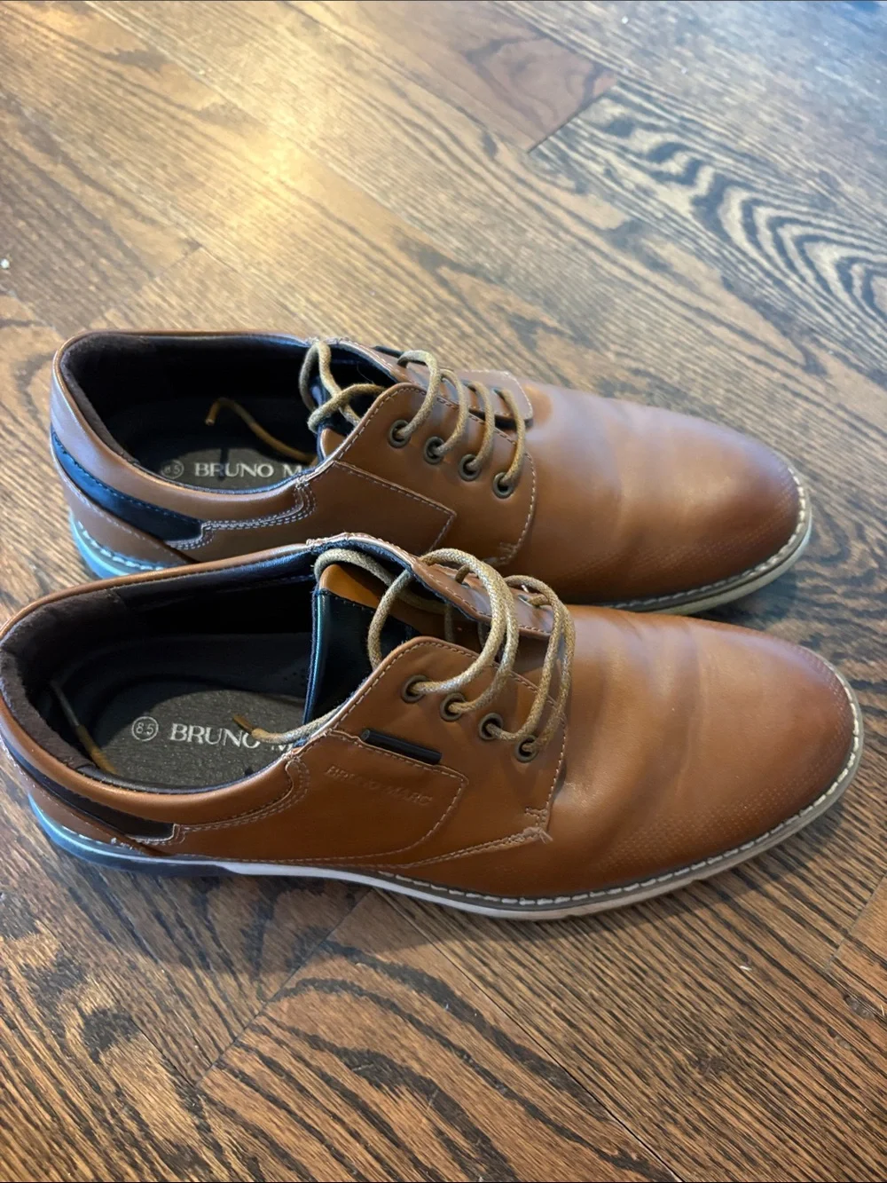 Bruno Marc Men’s Brown Leather Lace-Up Oxfords